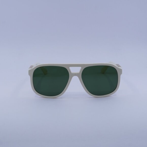 Gucci GG1188S 005 Sunglasses Ivory Aviator Frame, Green Lenses main image 9